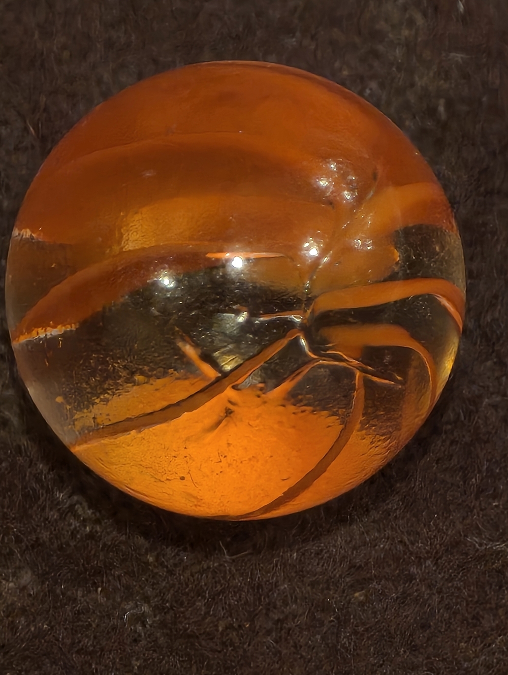 Red-Orange Glass Swirl Marbles Lot Of 5 - Picture 5 of 6